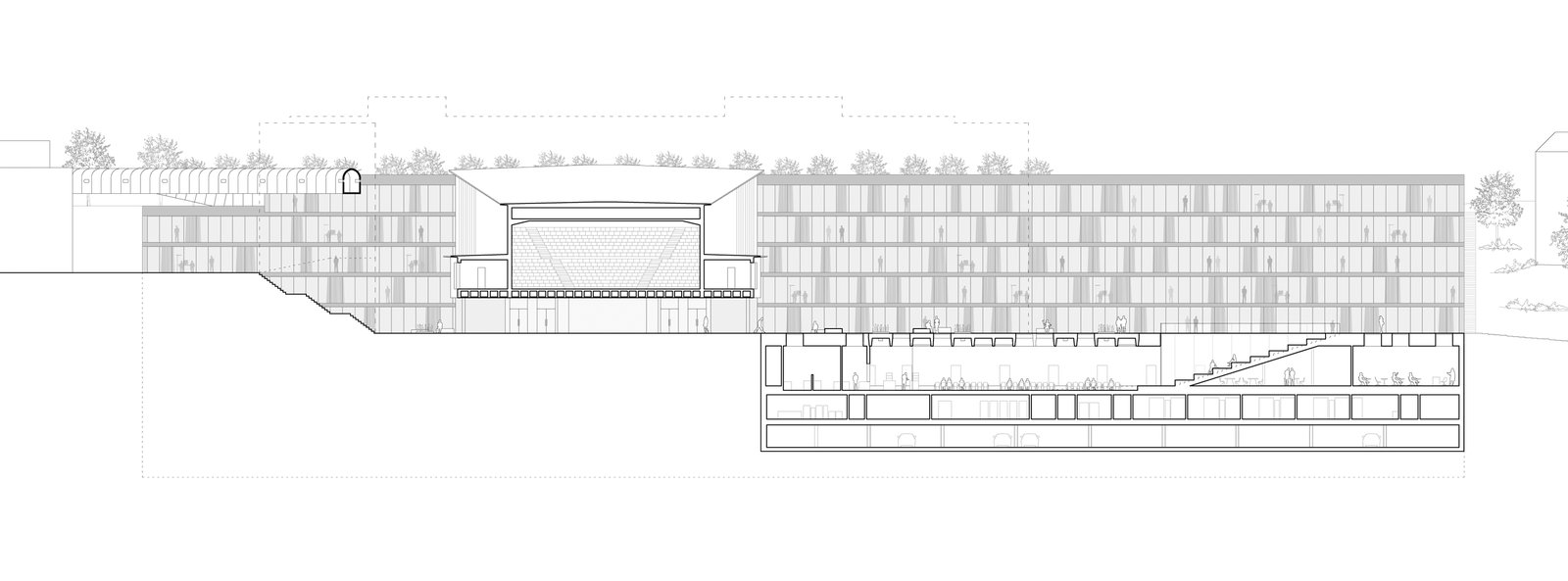 mlzd glcz Neubau Forschungsgebäude GLC Schnitt