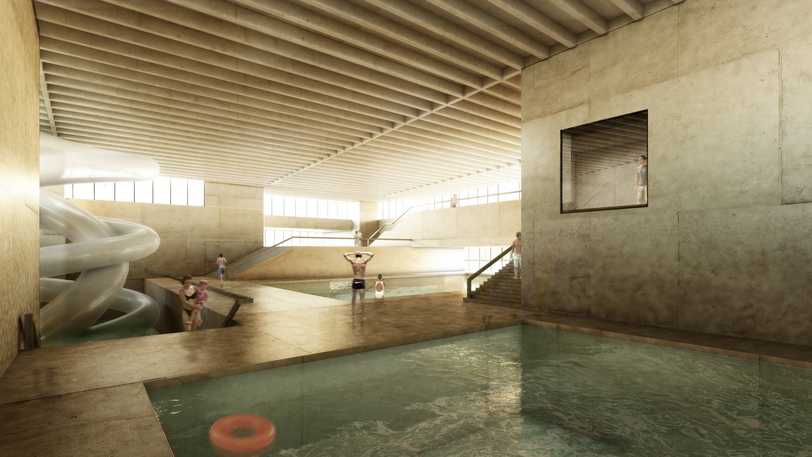 mlzd hsm Wettbewerb Hallenbad Sportzentrum innen