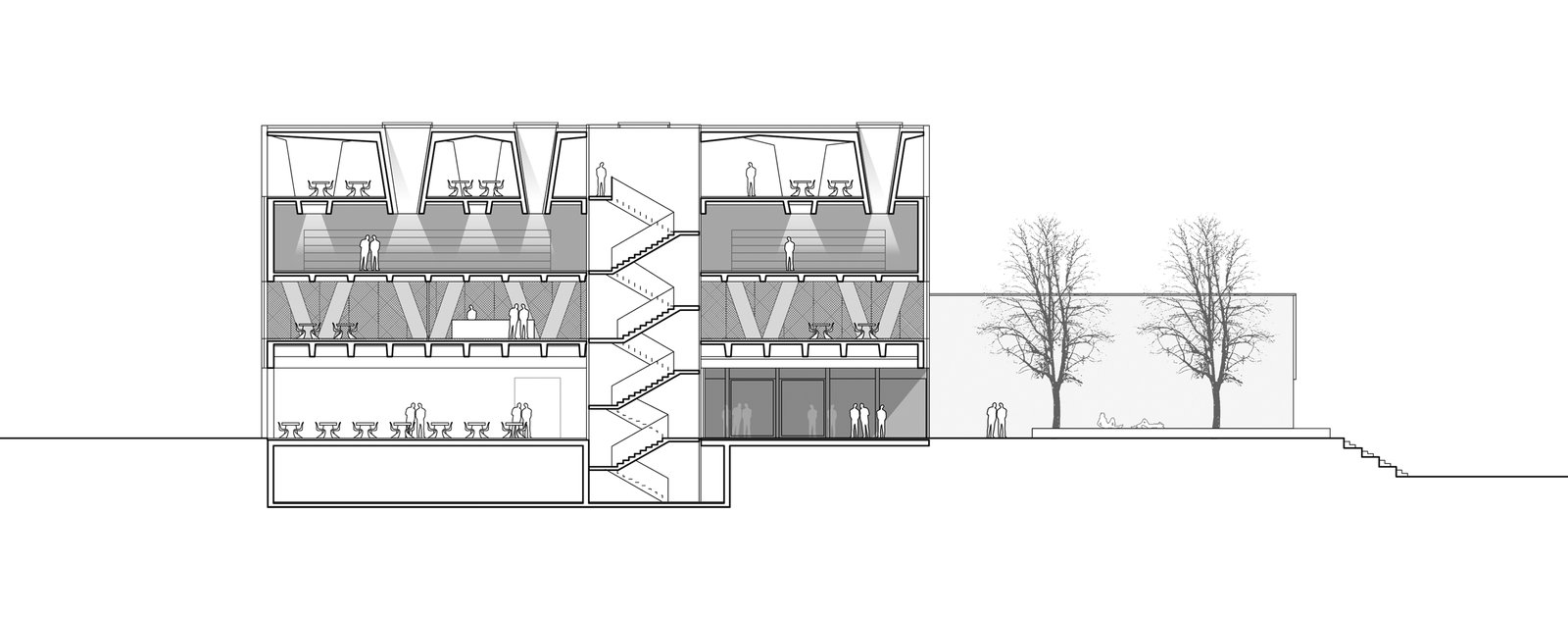 Mensa und Mediothek Kantonsschule Schnitt
