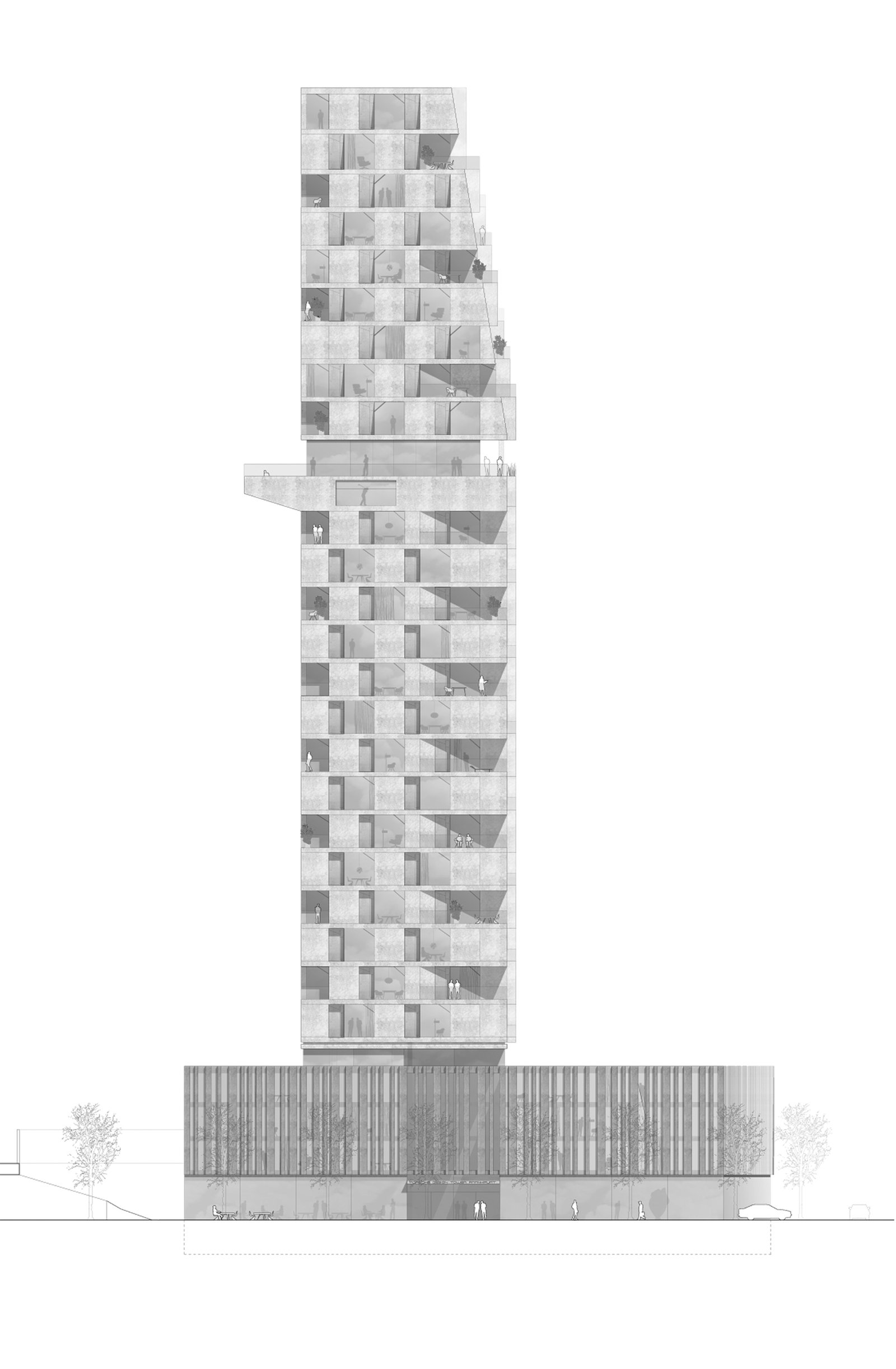mlzd ptf Porsche Tower Neubau Ansicht Nord