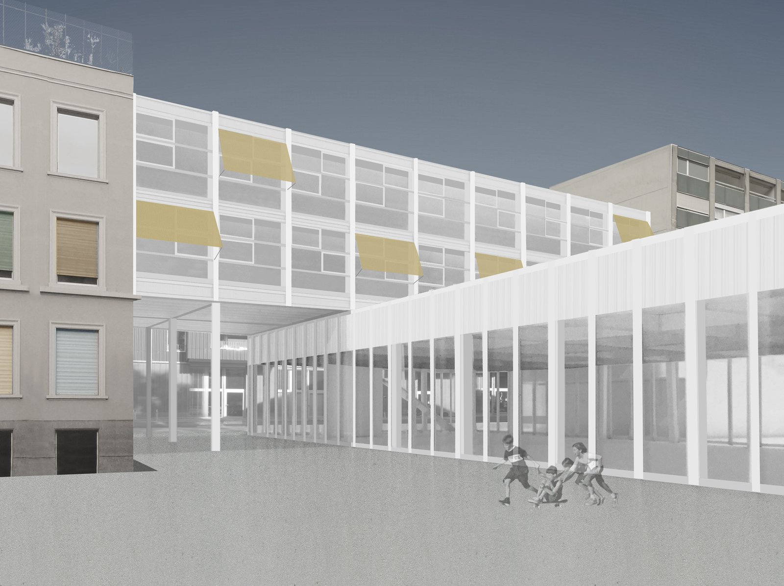 mlzd_tpb_Turnhalle_Plaenke_Hofansicht