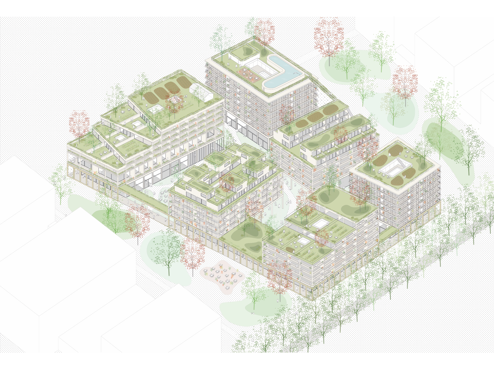 mlzd vfb Viererfeld Bern Axonometrie