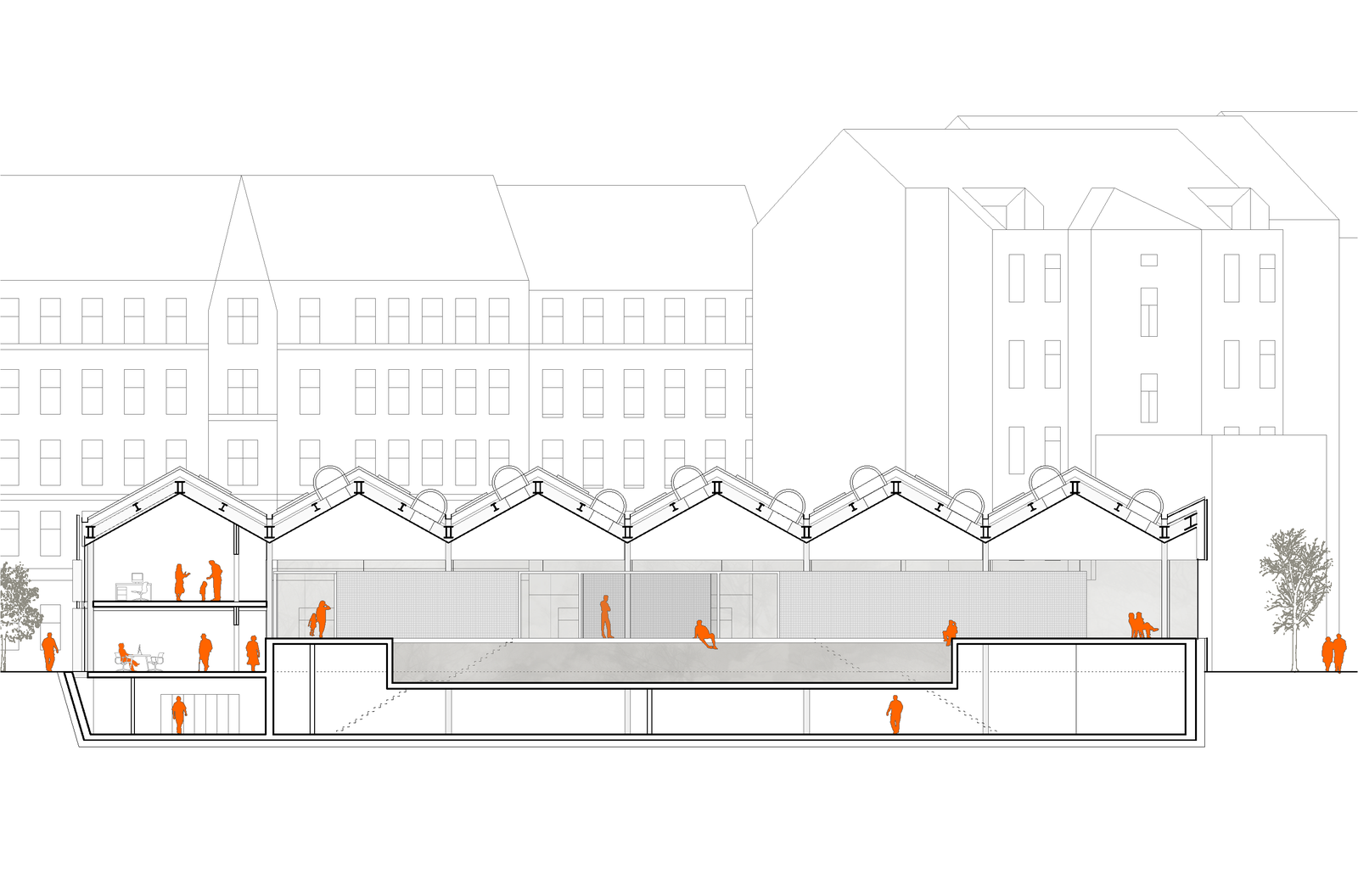 mlzd sml Schwimmhalle Leipzig Querschnitt