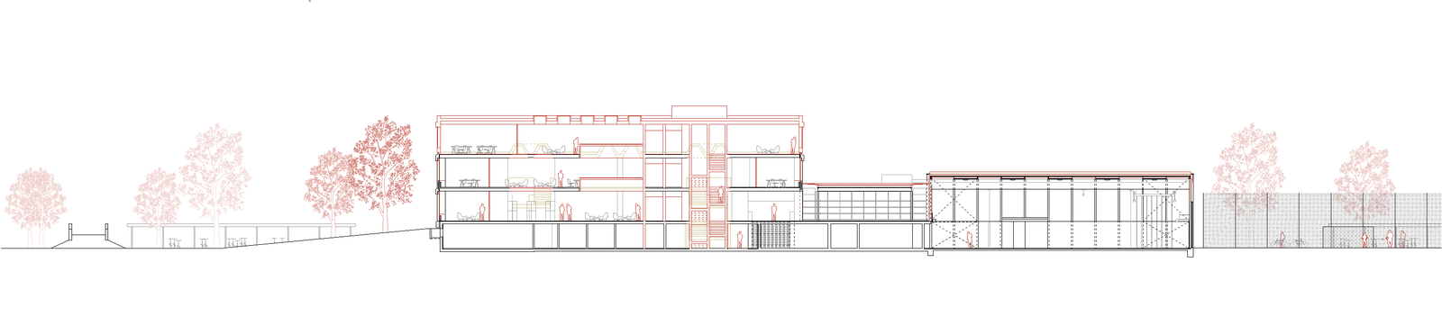 Schulanlage Schützenmatt Längsschnitt